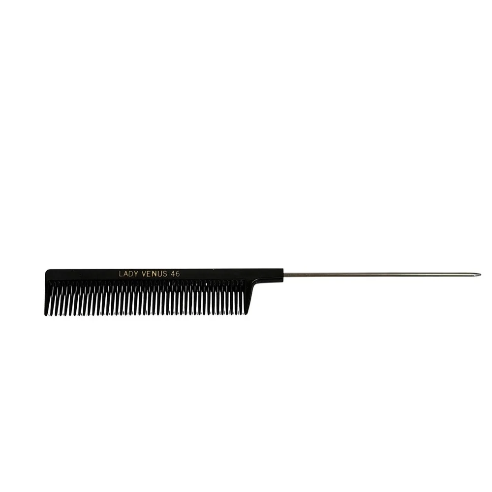 VTG Lady Venus 46‎ Tail Comb Black Metal Pin Hair Styling Salon Tool Deadstock